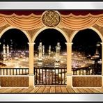 Kabe Allah Muhammed Motifli Kanvas Tablo DBSANAT1402313