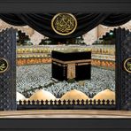 Kabe Allah Muhammed Motifli Kanvas Tablo DBSANAT14037