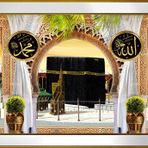 Kabe Allah Muhammed Motifli Kanvas Tablo DBSANAT14081