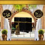 Kabe Allah Muhammed Motifli Kanvas Tablo DBSANAT14082
