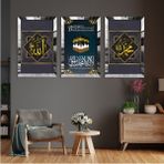 Kabe Ve Allah Hz Muhammed Lafzı Gümüş Pleksi Çerçeveli Tablo - 40 x 60