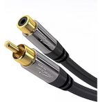 KabelDirekt – Cinch uzatma kablosu – 5m – Mükemmel ses kalitesi için özellikle kırılmaz hibrit kablo (subwoofer/ses kablosu, RCA fişten jak girişe, amplifikatör/HiFi için ideal, analog ve dijital)