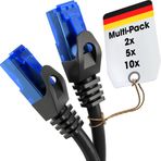 KabelDirekt – Ethernet Kablosu, Ağ Kablosu, LAN – 5x 1,5m – 0,25-30m arasında mevcuttur (10Gbps, Gigabit Ağlar için Fiber Hızı, RJ45 ile Switch/Router/Modem, siyah/mavi)