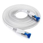 KabelDirekt – LAN kablosu düz, kırılmaz yapı – 20m (CAT7 kablo, 10 Gbit/s, özellikle esnek ve kurulum kablosu olarak uygun, maksimum fiber optik hız, RJ45, beyaz)