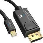 KabelDirekt – Mini DisplayPort/Mini-DP (Thunderbolt)/DisplayPort kablosu – 2m (4K/60Hz ile UHD çözünürlük, sürüm 1.2, bilgisayar ve Mac için, kilitlemeli DP fişi, siyah)