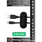 Kablo Düzenleyici Şarj Kablosu Kulaklık Dağınıklık Önleyen 5 Kanallı Yapışkanlı Kablo Tutucu