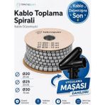 Kablo Toplama Spirali ( 1 Makara ) Halojensiz - Kablo Düzenleyici- Teknopan - Gri - Q30- 15 Metre