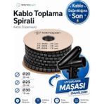 Kablo Toplama Spirali ( 1 Makara ) Halojensiz - Kablo Düzenleyici- Teknopan - Siyah - Q30- 15 Metre