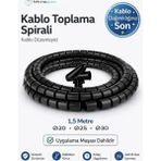 Kablo Toplama Spirali ( 1,5 Metre ) Halojensiz - Kablo Düzenleyici- Teknopan - Siyah - Q25