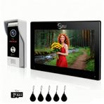 Kablolu Akıllı Görüntülü İnterkom Sistemi - 7 inç Dokunmatik Monitörlü 1080P Kapı Zili Kamera, 3'ü 1 Arada Kilit Açma, TUYA WiFi Kapı Telefon Kitleri, Daireler, Villalar ve Evler için İdeal (Siyah)
