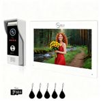 Kablolu Akıllı Görüntülü İnterkom Sistemi - 7 inç Dokunmatik Monitörlü 1080P Kapı Zili Kamera, 3'ü 1 Arada Kilit Açma, TUYA WiFi Kapı Telefonu Kitleri, Daireler, Villalar ve Evler için İdeal (Beyaz)