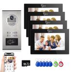 Kablolu Görüntülü Daire İnterkom Sistemi, 1080P Görüntülü Kapı Zili, 6 Adet 7 "Dokunmatik Monitör Görüntülü Kapı Telefonu Kapalı Dış Mekan Kiti, Hareket Algılama, 2 Yönlü Ses, Ev Tuya için 6 Ekran (1