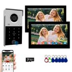 Kablolu Görüntülü Kapı Telefonu Daire İnterkom Sistemi, 1080P Kapı Zili ile 7 İnç Dokunmatik Monitör, Parmak İzi, RFID Kartı, Şifre Kilidi, Ev Villa Tuya için İzleme, 32G (1 Kapı Zili + 2 Monitör)