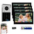 Kablolu Görüntülü Kapı Telefonu Daire İnterkom Sistemi, 1080P Kapı Zili ile 7 İnç Dokunmatik Monitör, Parmak İzi, RFID Kartı, Şifre Kilidi, Ev Villa Tuya için İzleme, 32G (1 Kapı Zili + 4 Monitör)