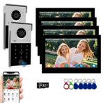 Kablolu Görüntülü Kapı Telefonu Daire İnterkom Sistemi, 1080P Kapı Zili ile 7 İnç Dokunmatik Monitör, Parmak İzi, RFID Kartı, Şifre Kilidi, Ev Villa Tuya için İzleme, 32G (2 Kapı Zili + 4 Monitör)