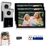Kablolu Görüntülü Kapı Telefonu Kiti Daire İnterkom Sistemi, 1080P Kapı Zili ile 10 İnç Dokunmatik Monitör, Destekleyici Parmak İzi, RFID Kart, Ev Villa Tuya için Şifre Kilidi, 32G (2 Kapı Zili + 3