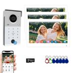 Kablolu Görüntülü Kapı Telefonu Kiti Daire İnterkom Sistemi, 7 inç Dokunmatik Monitör, 1080P Kapı Zili, Destekleyici Parmak İzi, RFID Kartı, Şifre Kilidi, Ev Villa Tuya, 32G (1 Kapı Zili + 3 Monitör)
