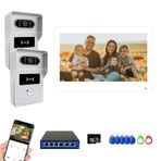 Kablolu IP Görüntülü Apartman İnterkom Sistemi, 1080P Kamera 7" Dokunmatik Monitör, Görüntülü Kapı Telefonu Kiti Ev için POE ile İki Yönlü Ses Hareket Algılandı, Tuya (2 Bell + 1 Monitör + 1 Poe)