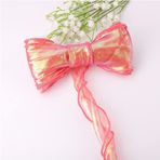 Kablolu şifon bant, şeffaf organze bantlar, dalgalı tasarım, 4 cm x 9 m, el işi, çiçek buketleri, düğün, araba, parti dekorasyonları, sevgililer günü hediye paketi, yay, ağaç çelenkleri (kırmızı)