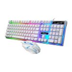 Kablolu USB Gaming Oyuncu Klavye Mouse Set Türkçe Q Klavye Multi Fonksiyonlu Reinbow Aydınlatmalı - Beyaz