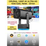 Kablosuz 1080P 4K Taşınabilir Projeksiyon Android Wifi Bluetooth Sinema Projektörü - Ahşap Bej - Siyah