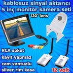 KABLOSUZ BEYAZ TEPE KAMERA VE 5 İNÇ EKRAN 12 VOLT KAYIT YAPMAZ