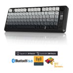 Kablosuz Gaming Oyuncu Klavyesi Freewolf M75 Bt+2.4ghz OLED Tft Ekranlı Membran Reinbow Aydınlatmalı - Gri