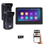 Kablosuz Görüntülü İnterkom Daire Sistemi Tel Free1080P HD Kapı Zili Kamerası, Hareket Algılamalı 7 İnç Dokunmatik Ekran Monitörü TUYA APP, Ev Dairesi Villaları için, Aylık Ücret Yok (2 kapı zili + 1