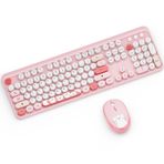 Kablosuz Klavye, KOOTOP Sevimli Renkli 104 Tuşlu Daktilo Retro Yuvarlak Klavye PC Dizüstü Bilgisayar, Masaüstü, Windows, Ev ve Ofis Klavyeleri için (Kahve)