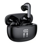 Kablosuz Kulaklıklar, Bluetooth 5.3 Kulaklık [Kablosuz Şarj Desteği] 40H Çalma Derin Bas Stereo Kulaklıklar Çift Mikrofonlu Şeffaf Aramalar iPhone Android TV Dizüstü Spor için LED Ekranlı Şeffaf