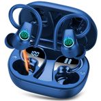 Kablosuz Kulaklıklar, Spor Kulaklıklar Bluetooth 5.3 Kulak Tomurcukları Kablosuz, 50H Çalma Süresi HD Stereo Gürültü Önleyici Kulaklıklar, Çift LED Ekran, IP7 Su Geçirmez Koşu Kulaklıklar, Saf Mavi