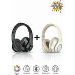 Kablosuz Kulaküstü Siyah-Krem Bluetooth Kulaklık Stereo-Mikrofon-Aux Sd Kart HK-035 - Siyah - Krem