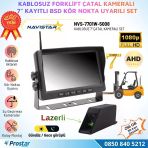 Kablosuz Lazerli Çatal Kameralı 7 İnç Kayıtlı Forklift Kamera Sistemi Lazerli Kör Nokta Uyarılı 1080P Full Hd Gece Görüşlü