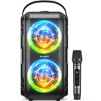 Kablosuz Mikrofonlu Bluetooth Hoparlör, W-KING 80W Taşınabilir Yüksek Sesli Parti Bluetooth Bluetooth Box müzik kutusu -2 Tam Aralıklı Sürücüler/Derin Bas, 105dB Ses, Karaoke Makinesi/IPX5/U-Disk/TF