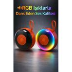 Kablosuz Mini Ses Bombası - Renkli Led Işıklı Taşınabilir Bluetooth Hoparlör (Güçlü Bas)