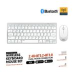 Kablosuz Mouse Zarif Sessiz Tasarım Dual Mode 2.4g+Bt5.2 Klavye Mouse Set Ios Android Windows Uyumlu BKB13 - Gri