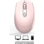 Kablosuz Mouse Zarif Tasarım Sessiz Click 2.4ghz Tüm Cihazlarla Uyumlu Optik Mouse - Pembe