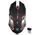 Kablosuz Oyun Mouse, VEGCOO C8 Sessiz Tıklama, Renkli LED Işıkları ve 2400/1600/1000 DPI 400mah Lityum Pilli Dizüstü ve Bilgisayar için Kablosuz Şarj Edilebilir Mouse (C9 Black)