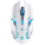 Kablosuz Oyun Mouse, VEGCOO C8 Sessiz Tıklama, Renkli LED Işıkları ve 2400/1600/1000 DPI 400mah Lityum Pilli Dizüstü ve Bilgisayar için Kablosuz Şarj Edilebilir Mouse (C9N White)