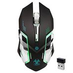 Kablosuz Oyun Mouse, VEGCOO C8 Sessiz Tıklama, Renkli LED Işıkları ve 2400/1600/1000 DPI 400mah Lityum Pilli Dizüstü ve Bilgisayar için Kablosuz Şarj Edilebilir Mouse (C9s Black)
