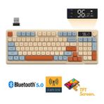 Kablosuz Oyuncu Klavyesi Freewolf M96 2.4g Bt5.0 Çift Bağlantılı Tft LED Ekranlı Reinbow Gaming Oyuncu Klavye - Kahverengi