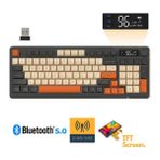 Kablosuz Oyuncu Klavyesi Freewolf M96 2.4g Bt5.0 Çift Bağlantılı Tft LED Ekranlı Reinbow Gaming Oyuncu Klavye - Koyu Kahverengi