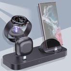 Kablosuz Şarj Android 4 In 1 Şarj İstasyonu Samsung Telefon Galaxy Z Flip 5/4/3 Z Fold 5/4/3 S24/S23 S22 S20 Ultra, Galaxy Watch 6/5/4/3 Galaxy Tomurcukları (Siyah)