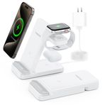 Kablosuz Şarj Cihazı, iPhone 15 14 13 12 11 Pro Max XR XS 8 Plus için 3'ü 1 Arada Katlanabilir Hızlı Şarj Cihazı, Birden Fazla Cihaz İçin, Apple Watch 9 8 7 6 5 4 3 2 SE, AirPods Pro 3 2 için (Beyaz)