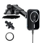 Kablosuz Şarj Cihazı Manyetik Telefon Tutacağı, Araç Montaj Şarj Cihazı için, (15 W Hızlı Şarj) iPhone 15 Pro Max Plus 14/13/12/Gösterge Panosunda MagSafe Kılıf ve Evrensel Havalandırma Engebeli