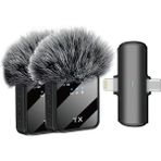 Kablosuz Yaka Mikrofonu Çiftli Mikrofon iPhone 15 16 17 ile Uyumlu Type-C/lightning Portlu Telefon Pc Tablet Video Kayıt Röportaj Canlı Yayın Vlog Kablosuz Mikrofon F15-2