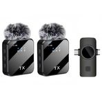 Kablosuz Yaka Mikrofonu Çiftli Mikrofon iPhone 15 16 17 ile Uyumlu TYPE-C/Lightning Portlu Telefon PC Tablet Video Röportaj Canlı Vlog Kablosuz Mikrofon F15-2
