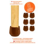 Kacar Home 8 Adet Kahverengi Silikon Masa Sandalye Pabuç 1,7 cm – 2,1 cm Arası Uyumlu Kaydırmaz Zemin Koruyucu