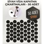 KACAR Yapışkanlı Vida Kapatıcı Tapası - Mobilya Vida Gizleme Kapağı - Siyah - 50 Adet