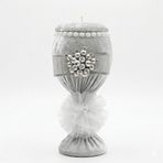 Kadeh Model Gri Kadife İğnedanlık - 16 cm İncili Çeyizlik İğnelik